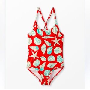 Hanna Andersson red shells one piece women’s xl swim suit EUC